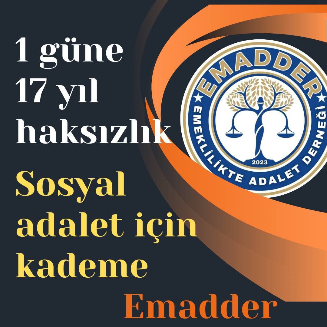 Abdurrahman BAŞKAN (@abaskanb) on Twitter photo 8 Eylül 99 öncesi ve 9 Eylül 99 sonrası sigortalı olanlar 1 gün fark ile erkeklerde 1⃣7⃣ kadınlarda 2⃣0⃣ yıl fark oluştu.
Bu keskin geçiş kademeli emeklilik sistemi ile düzeltilmeli, mağduriyet giderilmelidir
<a href="/EmadDernegi/">EMEKLİLİKTE ADALET DERNEĞİ ⚖️</a>
#KademeEmekçininAlınteridir 8 Eylül 99 öncesi ve 9 Eylül 99 sonrası sigortalı olanlar 1 gün fark ile erkeklerde 1⃣7⃣ kadınlarda 2⃣0⃣ yıl fark oluştu.
Bu keskin geçiş kademeli emeklilik sistemi ile düzeltilmeli, mağduriyet giderilmelidir
<a href="/EmadDernegi/">EMEKLİLİKTE ADALET DERNEĞİ ⚖️</a>
#KademeEmekçininAlınteridir