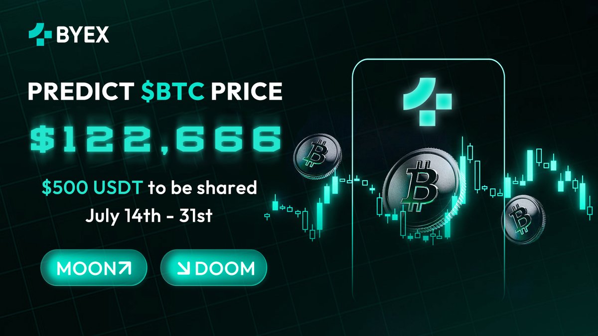 🪙 Price Prediction Challenge is Live – Only 18 Days Left!

🔥 #BTC hits a new ATH of $122,666! Will BTC break this new all-time high again before July 31 at 11:59 PM ET?

💰 Total Prize Pool: 500 USDT
🗓 Duration: July 14–31

 Join now 👉 rewards.taskon.xyz/quest/265005384

#BYEX #BTC