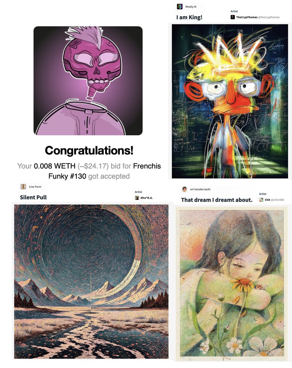 Handsdall23 🇫🇷 (@handsdall) on Twitter photo BOUGHT!! 😍
4 amazing pieces just join my vault!! 🥰🥰🥳
Thank you so much to
<a href="/FrenchisFunky/">Frenchis Funky Club Artist NFT.NYC 2024🔥</a> (on <a href="/opensea/">OpenSea</a>)
<a href="/CustomHorror/">Custom Horror</a> (on @ObjktCom)
<a href="/Afra_rad/">Afra^</a> (on @ObjktCom)
<a href="/quyenthai_/">Chit 🌼</a> (on @ObjktCom)
for created these beautiful pieces!! 🙏😍
👇Follow and support all these great artists BOUGHT!! 😍
4 amazing pieces just join my vault!! 🥰🥰🥳
Thank you so much to
<a href="/FrenchisFunky/">Frenchis Funky Club Artist NFT.NYC 2024🔥</a> (on <a href="/opensea/">OpenSea</a>)
<a href="/CustomHorror/">Custom Horror</a> (on @ObjktCom)
<a href="/Afra_rad/">Afra^</a> (on @ObjktCom)
<a href="/quyenthai_/">Chit 🌼</a> (on @ObjktCom)
for created these beautiful pieces!! 🙏😍
👇Follow and support all these great artists