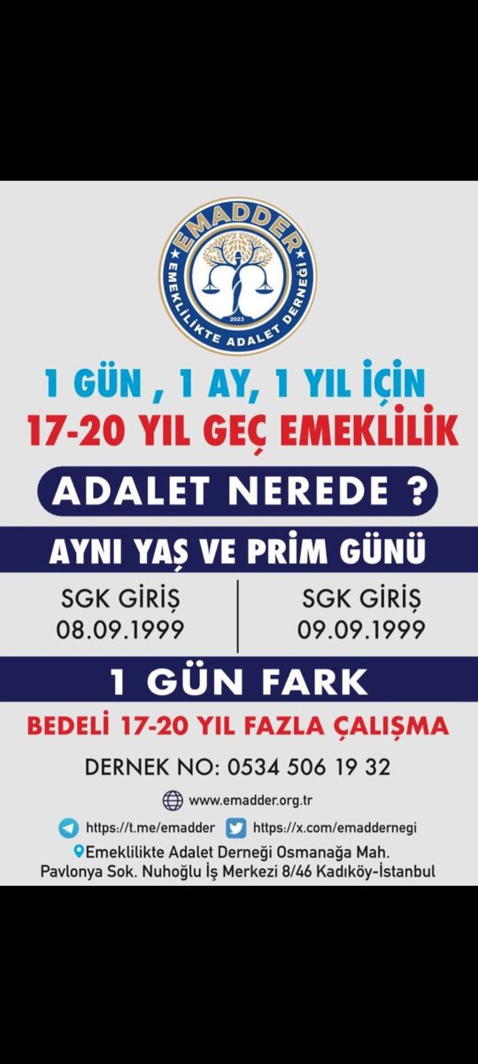 Abdurrahman BAŞKAN (@abaskanb) on Twitter photo Aynı ülkenin evlatlarıyız, aynı sofrada adalet istiyoruz.
Kademeli geçiş şart!
<a href="/EmadDernegi/">EMEKLİLİKTE ADALET DERNEĞİ ⚖️</a>
<a href="/EMADDER_KADEME/">EMADDER RESMİ SOHBET SAYFASI</a>
#KademeEmekçininAlınteridir Aynı ülkenin evlatlarıyız, aynı sofrada adalet istiyoruz.
Kademeli geçiş şart!
<a href="/EmadDernegi/">EMEKLİLİKTE ADALET DERNEĞİ ⚖️</a>
<a href="/EMADDER_KADEME/">EMADDER RESMİ SOHBET SAYFASI</a>
#KademeEmekçininAlınteridir