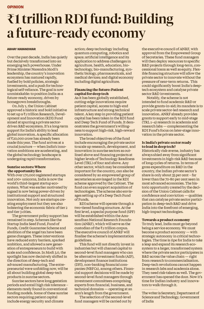 ProductNation/iSPIRT (@product_nation) on Twitter photo “To truly lead, India must go beyond a service led economy. We must become a product economy with strategic autonomy in critical technologies.”
Read <a href="/karandi65/">Abhay Karandikar</a> piece on how the ₹1 trillion RDI fund will build a future ready economy
#ProductNation “To truly lead, India must go beyond a service led economy. We must become a product economy with strategic autonomy in critical technologies.”
Read <a href="/karandi65/">Abhay Karandikar</a> piece on how the ₹1 trillion RDI fund will build a future ready economy
#ProductNation