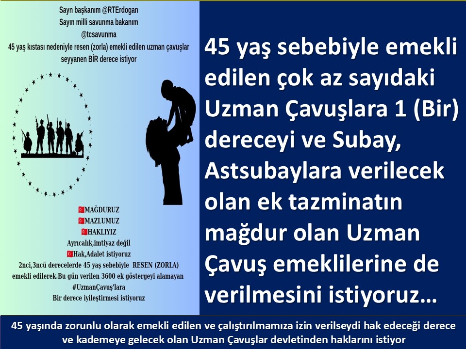 Murat ÖNÜR (@muratnr3) on Twitter photo #UzmanÇavuş
#UzmanÇavuşlar
#UzmanÇavuşGeçinemiyor
#BirDereceHak
<a href="/RTErdogan/">Recep Tayyip Erdoğan</a>
<a href="/tcsavunma/">T.C. Millî Savunma Bakanlığı</a>
<a href="/hulusiakarmedya/">Hulusi AKAR</a>
<a href="/Akparti/">AK Parti</a>
<a href="/nacibostanci/">M. Naci Bostancı</a>
<a href="/akbasogluemin/">Av. M.Emin AKBAŞOĞLU 🇹🇷</a>
<a href="/AliYerlikaya/">Ali Yerlikaya</a>
<a href="/UlviYonter/">Dr.İzzet Ulvi YÖNTER</a>
<a href="/dbdevletbahceli/">Devlet Bahçeli</a>
<a href="/MHP_Bilgi/">MHP</a>
<a href="/mustafaelitas/">Mustafa Elitaş</a>
<a href="/UlviYonter/">Dr.İzzet Ulvi YÖNTER</a>
<a href="/erkanakcay45/">Erkan Akçay</a>
<a href="/TEMUD_2024/">TEMUD Türkiye Emekli Uzman Erbaşlar Derneği</a>
<a href="/alitilkici38/">Ali Tilkici 🇹🇷</a>
<a href="/HMBakanligi/">T.C. Hazine ve Maliye Bakanlığı</a> #UzmanÇavuş
#UzmanÇavuşlar
#UzmanÇavuşGeçinemiyor
#BirDereceHak
<a href="/RTErdogan/">Recep Tayyip Erdoğan</a>
<a href="/tcsavunma/">T.C. Millî Savunma Bakanlığı</a>
<a href="/hulusiakarmedya/">Hulusi AKAR</a>
<a href="/Akparti/">AK Parti</a>
<a href="/nacibostanci/">M. Naci Bostancı</a>
<a href="/akbasogluemin/">Av. M.Emin AKBAŞOĞLU 🇹🇷</a>
<a href="/AliYerlikaya/">Ali Yerlikaya</a>
<a href="/UlviYonter/">Dr.İzzet Ulvi YÖNTER</a>
<a href="/dbdevletbahceli/">Devlet Bahçeli</a>
<a href="/MHP_Bilgi/">MHP</a>
<a href="/mustafaelitas/">Mustafa Elitaş</a>
<a href="/UlviYonter/">Dr.İzzet Ulvi YÖNTER</a>
<a href="/erkanakcay45/">Erkan Akçay</a>
<a href="/TEMUD_2024/">TEMUD Türkiye Emekli Uzman Erbaşlar Derneği</a>
<a href="/alitilkici38/">Ali Tilkici 🇹🇷</a>
<a href="/HMBakanligi/">T.C. Hazine ve Maliye Bakanlığı</a>