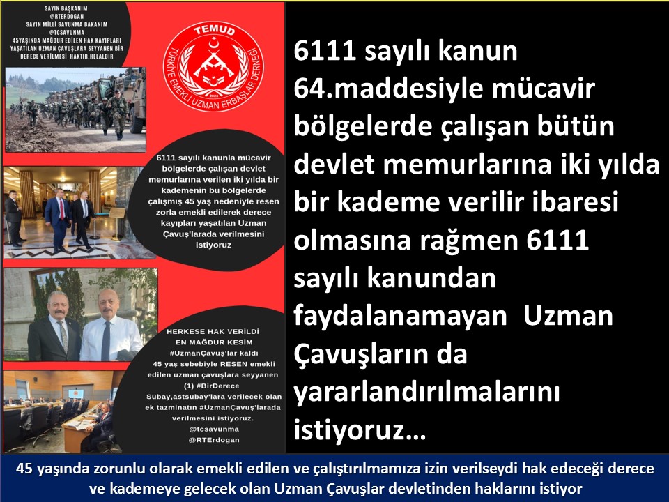 Murat ÖNÜR (@muratnr3) on Twitter photo #UzmanÇavuş
#UzmanÇavuşlar
#UzmanÇavuşGeçinemiyor
#BirDereceHak
<a href="/RTErdogan/">Recep Tayyip Erdoğan</a>
<a href="/tcsavunma/">T.C. Millî Savunma Bakanlığı</a>
<a href="/hulusiakarmedya/">Hulusi AKAR</a>
<a href="/Akparti/">AK Parti</a>
<a href="/nacibostanci/">M. Naci Bostancı</a>
<a href="/akbasogluemin/">Av. M.Emin AKBAŞOĞLU 🇹🇷</a>
<a href="/AliYerlikaya/">Ali Yerlikaya</a>
<a href="/UlviYonter/">Dr.İzzet Ulvi YÖNTER</a>
<a href="/dbdevletbahceli/">Devlet Bahçeli</a>
<a href="/MHP_Bilgi/">MHP</a>
<a href="/mustafaelitas/">Mustafa Elitaş</a>
<a href="/UlviYonter/">Dr.İzzet Ulvi YÖNTER</a>
<a href="/erkanakcay45/">Erkan Akçay</a>
<a href="/TEMUD_2024/">TEMUD Türkiye Emekli Uzman Erbaşlar Derneği</a>
<a href="/alitilkici38/">Ali Tilkici 🇹🇷</a>
<a href="/HMBakanligi/">T.C. Hazine ve Maliye Bakanlığı</a> #UzmanÇavuş
#UzmanÇavuşlar
#UzmanÇavuşGeçinemiyor
#BirDereceHak
<a href="/RTErdogan/">Recep Tayyip Erdoğan</a>
<a href="/tcsavunma/">T.C. Millî Savunma Bakanlığı</a>
<a href="/hulusiakarmedya/">Hulusi AKAR</a>
<a href="/Akparti/">AK Parti</a>
<a href="/nacibostanci/">M. Naci Bostancı</a>
<a href="/akbasogluemin/">Av. M.Emin AKBAŞOĞLU 🇹🇷</a>
<a href="/AliYerlikaya/">Ali Yerlikaya</a>
<a href="/UlviYonter/">Dr.İzzet Ulvi YÖNTER</a>
<a href="/dbdevletbahceli/">Devlet Bahçeli</a>
<a href="/MHP_Bilgi/">MHP</a>
<a href="/mustafaelitas/">Mustafa Elitaş</a>
<a href="/UlviYonter/">Dr.İzzet Ulvi YÖNTER</a>
<a href="/erkanakcay45/">Erkan Akçay</a>
<a href="/TEMUD_2024/">TEMUD Türkiye Emekli Uzman Erbaşlar Derneği</a>
<a href="/alitilkici38/">Ali Tilkici 🇹🇷</a>
<a href="/HMBakanligi/">T.C. Hazine ve Maliye Bakanlığı</a>