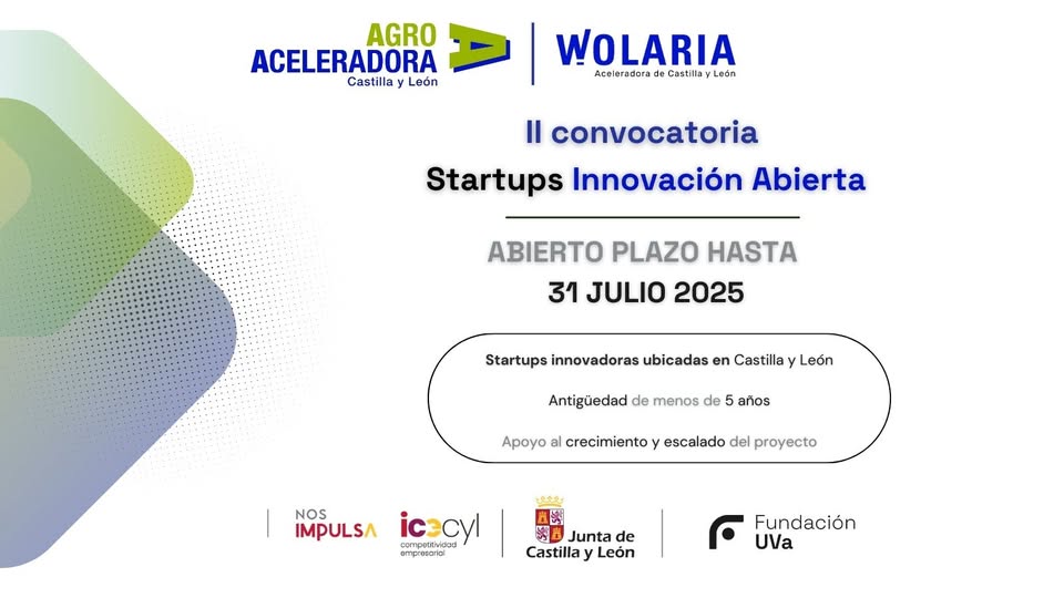 Fundacion_UVa's tweet image. 📢 Agroaceleradora de CyL tiene abierta la II convocatoria de startups a proyectos de innovación abierta.
✔️Dirigida a empresas agroalimentarias innovadoras,
✔️con sede en CyL
✔️y trayectoria de &lt; 5 años
📤Envío de candidaturas hasta 31/07
ℹ️acortar.link/uMliHr
#Wolaria