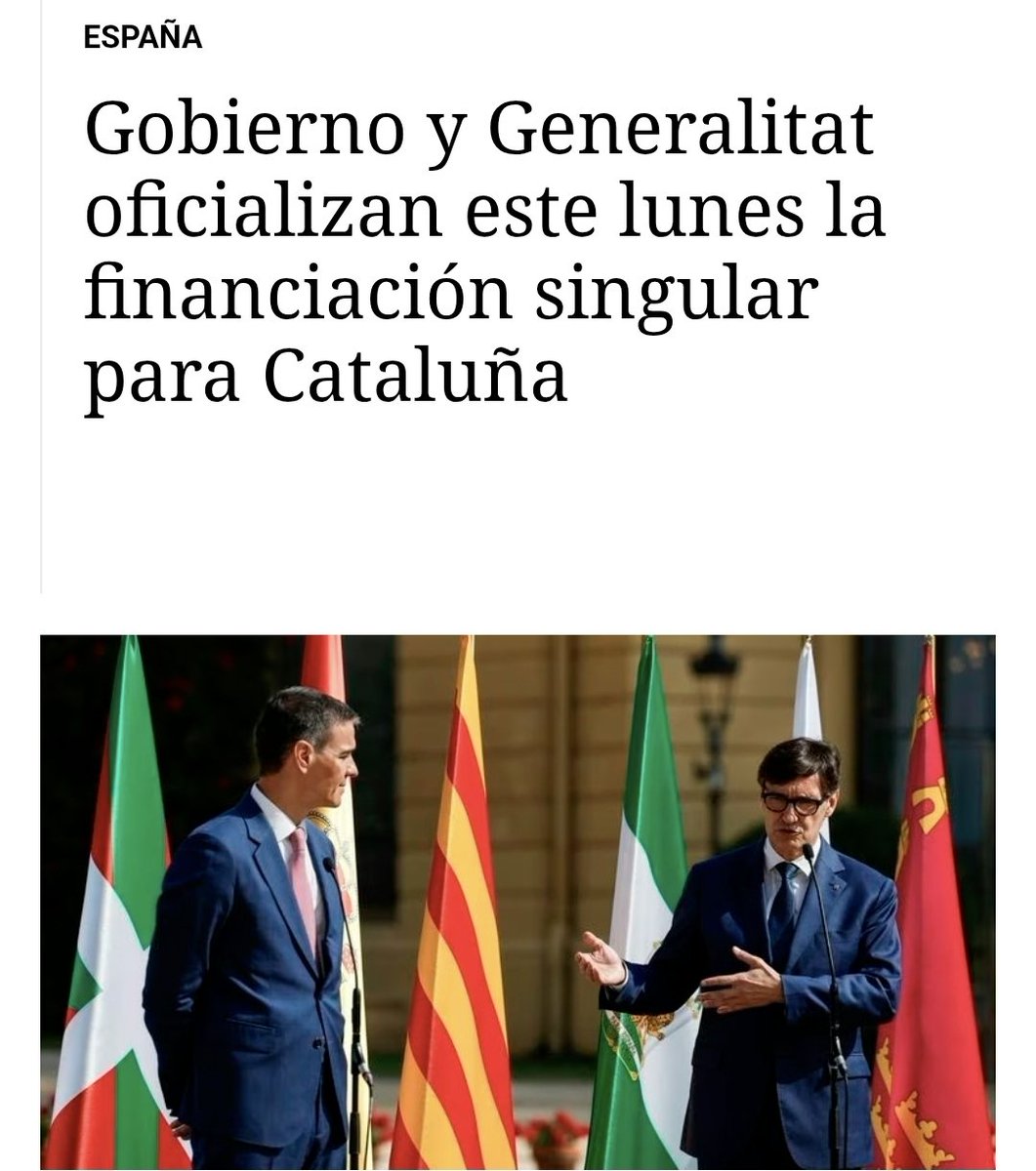 🔵🔵 En España no hay que crear nuevas financiaciones singulares (Cataluña) sino incorporar lo singular (País Vasco y Navarra) a lo general. 

Es lo solidario, beneficia a más ciudadanos, garantiza una mejor redistribución de las rentas y la gestión es más eficaz. Es defender el