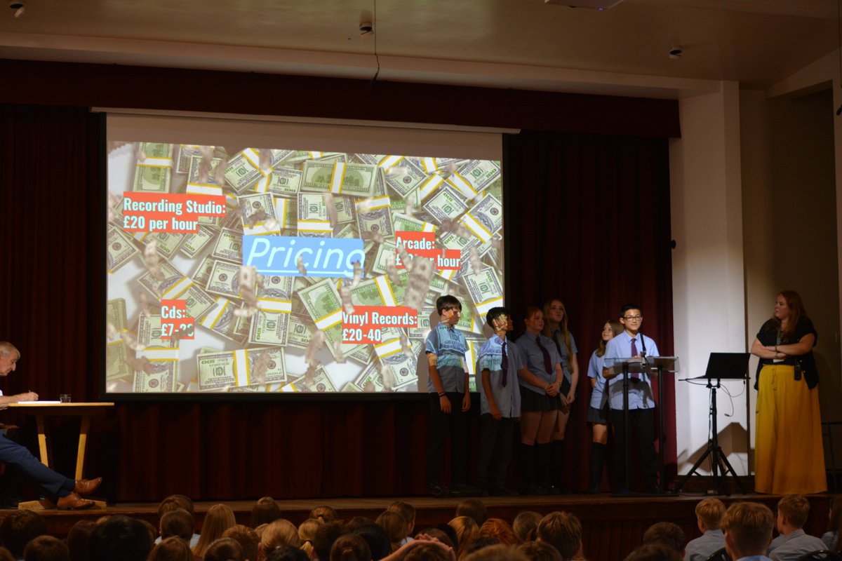 Year 8 - Year 8 students enjoyed completing the Baron's Quay enterprise project which involved designing a new business. Well done to year 8 students, particularly those who pitched their ideas on stage in front of the whole year group!