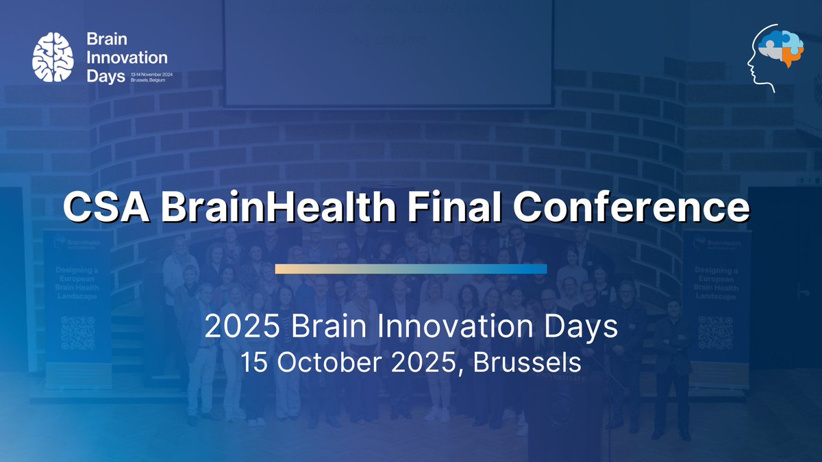 🧠 The Final Conference of the CSA BrainHealth will take place on 15 Oct 2025 at the 2025 BIDays — just before the EU Partnership for Brain Health kicks off.

One afternoon. Big discussions. A new era for #research &amp; #innovation.

📍 Brussels &amp; online
👉 brainhealth-partnership.eu/news-events/ne…