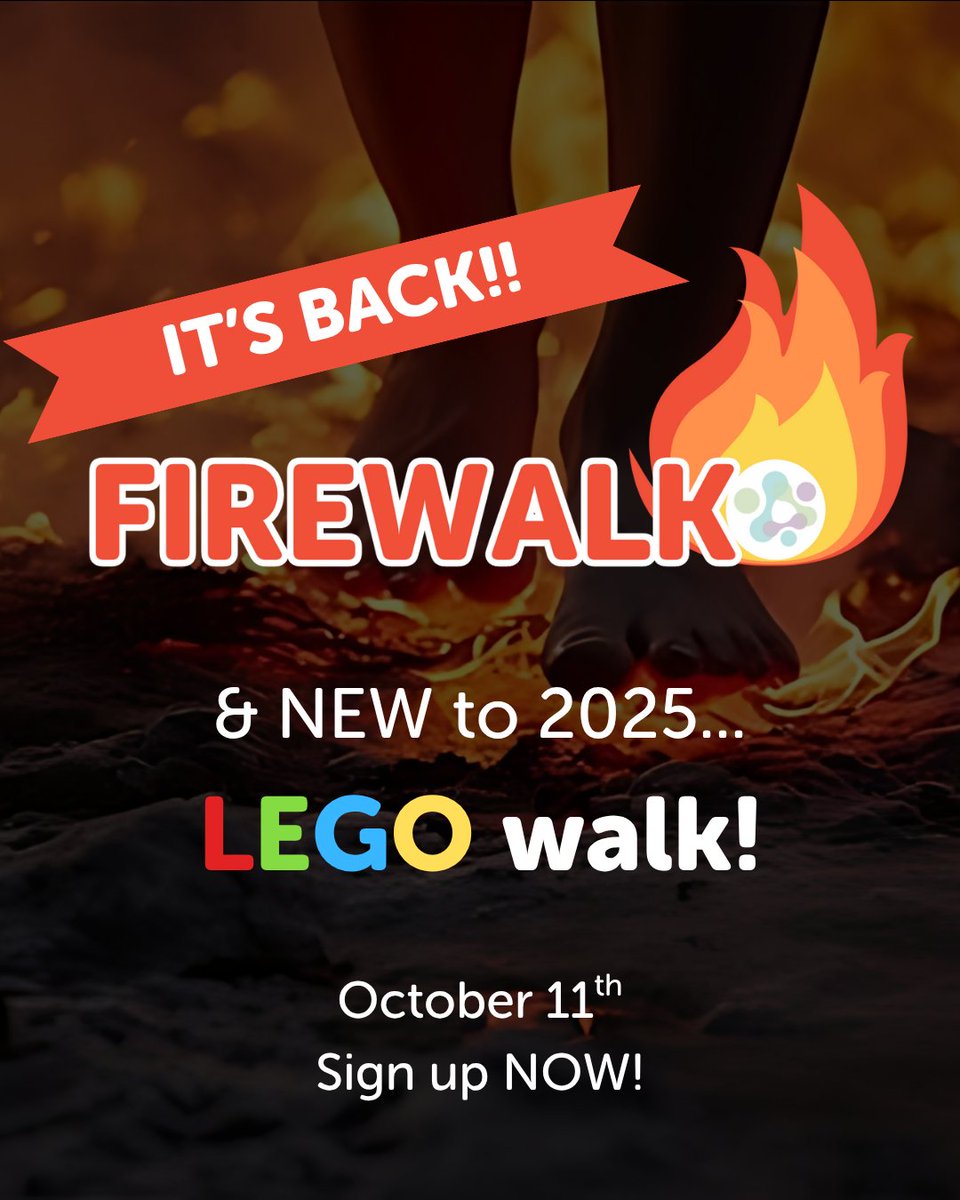Our Firewalk event is BACK for its 2nd year! And we’ve added something new… a LEGOWALK!
Taking place on Oct 11th at Heatherwood Hospital, Ascot.
Be among the first to secure your spot to FACE THE FLAMES or LEGO BRICKS!
Register NOW: bit.ly/3ZGU0B6
#Firewalk2025