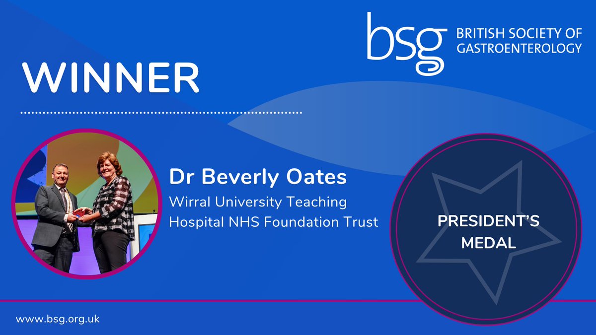 BritSocGastro's tweet image. 🌟 Huge congratulations to Dr Beverly Oates, awarded the President’s Medal for exceptional contributions to the field #BSGLIVE25 @NHSGIRFT