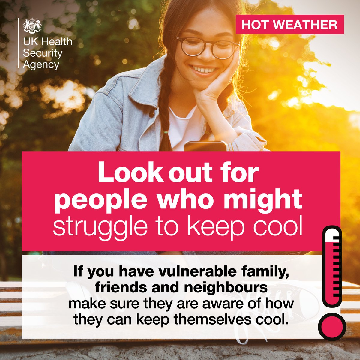 BEAT THE HEAT: Look out for older people, young children and those with long-term health conditions. If you live alone, ask a relative or friend to phone to check that you are not having difficulties during periods of extreme heat.  tinyurl.com/59newtnt  #WeatherReady