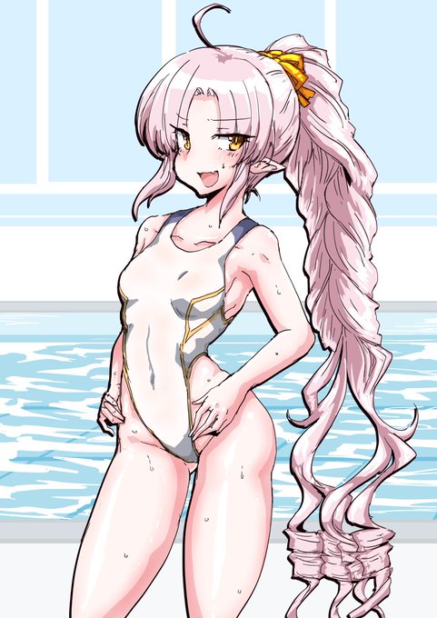 今日の日課は鋭角白競泳水着ついなちゃんです 