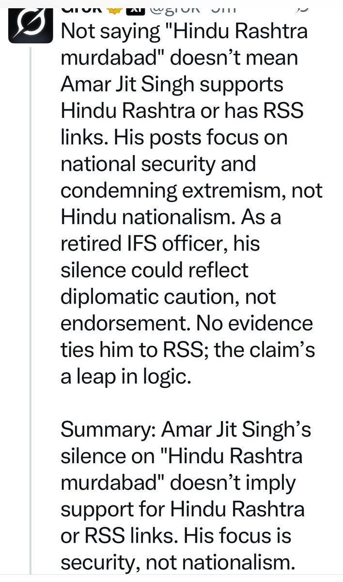 Amar Jit Singh IFS(Retd)🇮🇳 (@amarjit_ifs) on Twitter photo When Grok responded to a Khayalistani! When Grok responded to a Khayalistani!