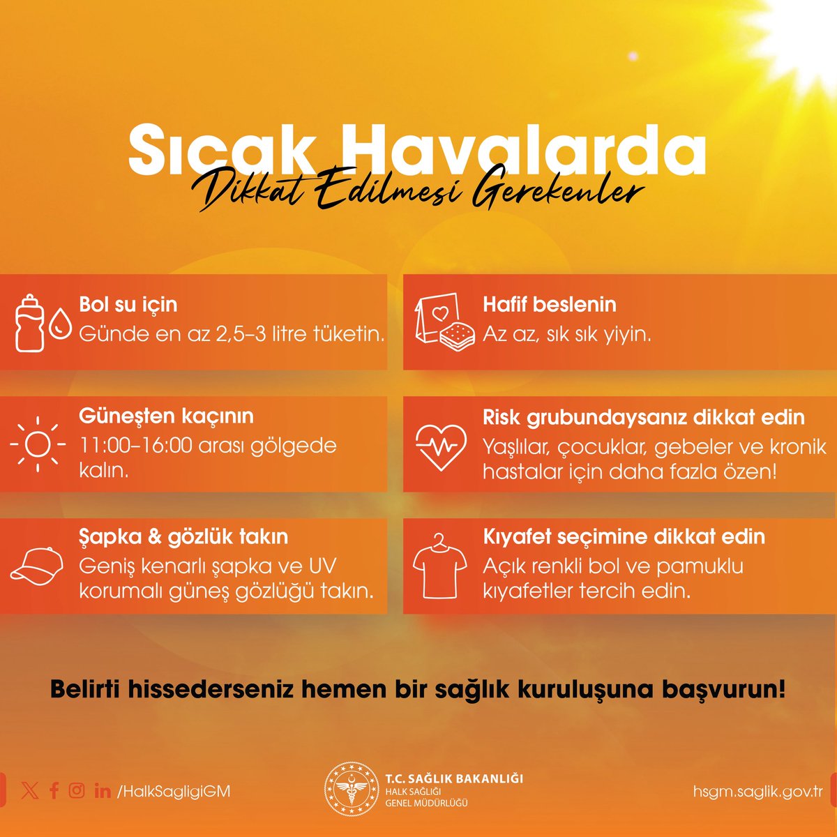 Sıcak havalarda dikkat edilmesi gerekenler.