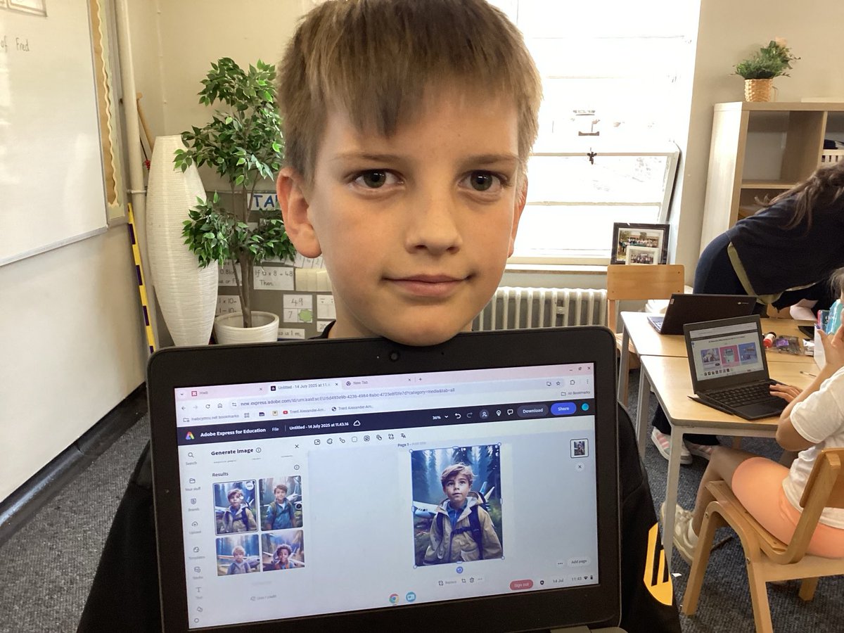Creating pictures of Fred using Adobe Express. (the character from our book ‘The Explorer’) #mpsoak