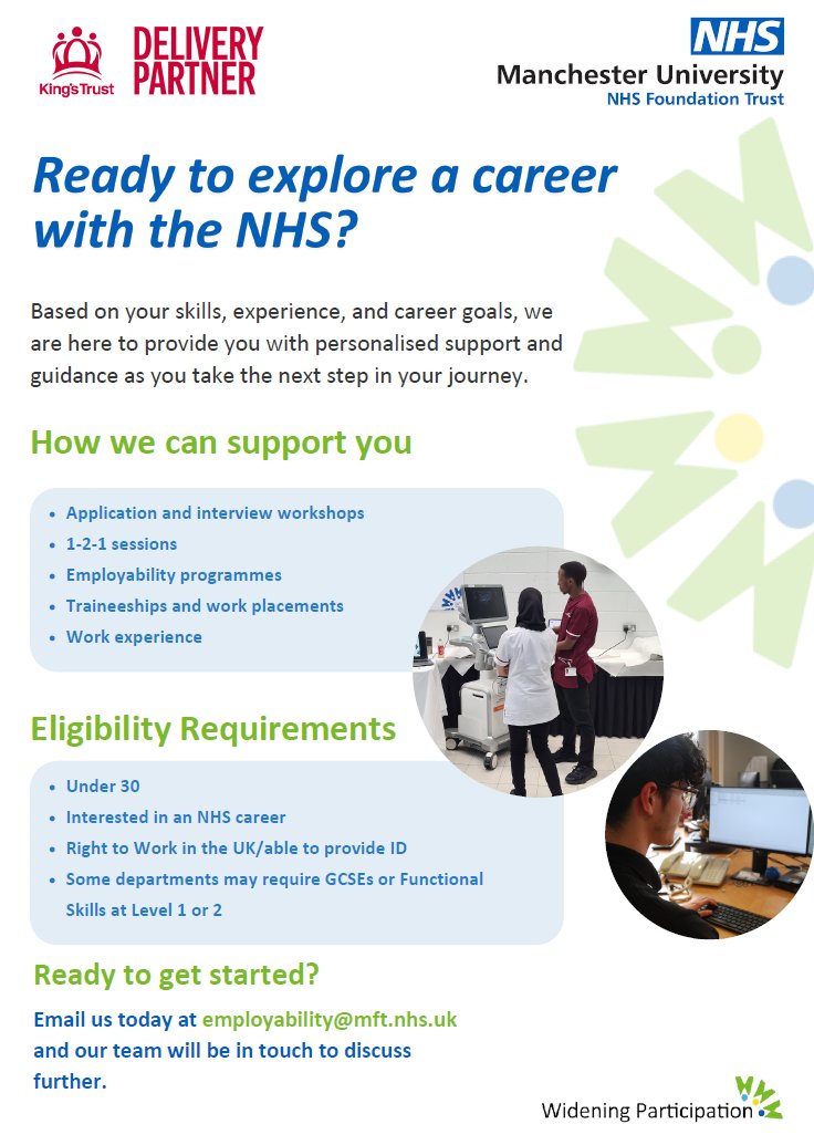 🚀 Under 30 &amp; looking for job support? <a href="/MFTnhs/">MFT NHS</a> in collaboration with <a href="/KingsTrust/">The King's Trust</a> offers tailored help:

🔹 Pre-employment programmes
🔹 Work placements (where available)
🔹 1:1 job search support

📋 Fill in the form to get started: forms.office.com/r/BWDeqT7ucU

#WideningAccess #NHS