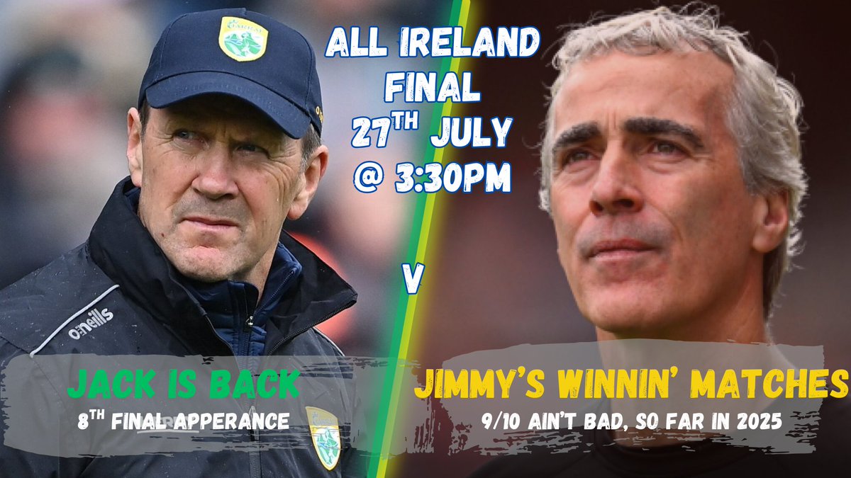 🏐 Is it the Final the vast majority were waiting for? The bookies certainly had both teams up there. Will it be a Final like no other, in a season like no other thanks to the FRC? 🏐

Get your tickets or plan a watch party for Sunday 27th July, to find out! ✨

#allireland2025