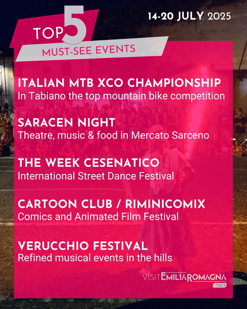 🧚 From dance to music, sports and cosplay, here is a selection of events for this week #inEmiliaRomagna

🗓 Discover them all: visiter.it/events