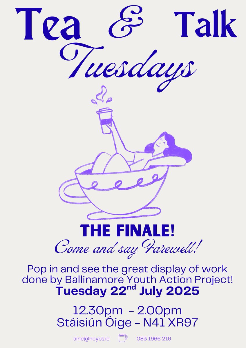 time with Ballinamore Youth Action Project is coming to an end and I say goodbye at the end of this month! 👋

You will find a lovely display of images showing all the great activities and achievements the project and young people have achieved since we came about in 2022! ☕️