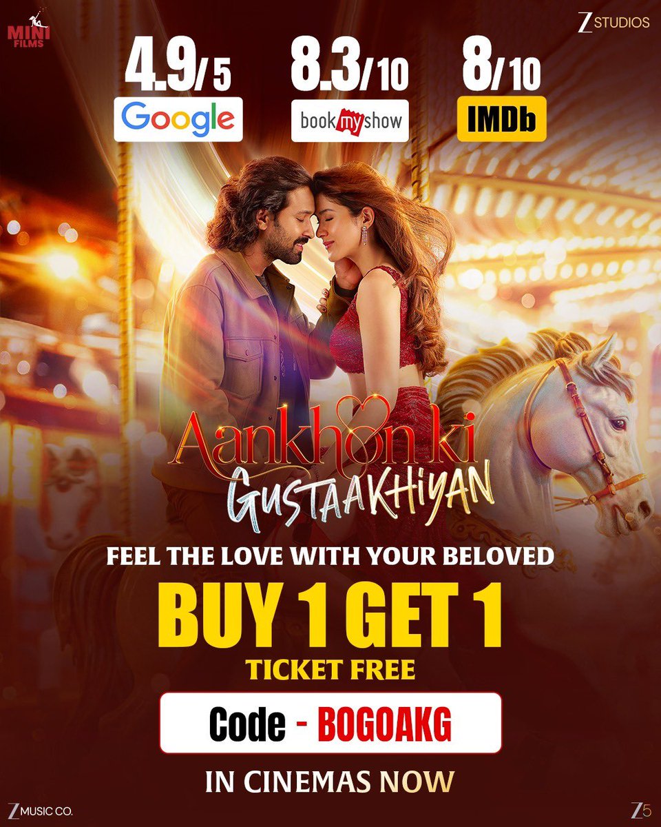 rohitjswl01's tweet photo. #AankhonKiGustaakhiyan BOGO ANNOUNCED…..
@VikrantMassey #ShanayaKapoor @ZeeStudios_ #UmeshKrBansal @minifilmsindia @mansibagla @varunbagla #OpenWindowFilms @VishalMMishra #ZainKhanDurrani @singhiskingh @DeshmukhPragati @girishjohar @ZeeMusicCompany #AankhonKiGustaakhiyan #AKG #MINIFILMS