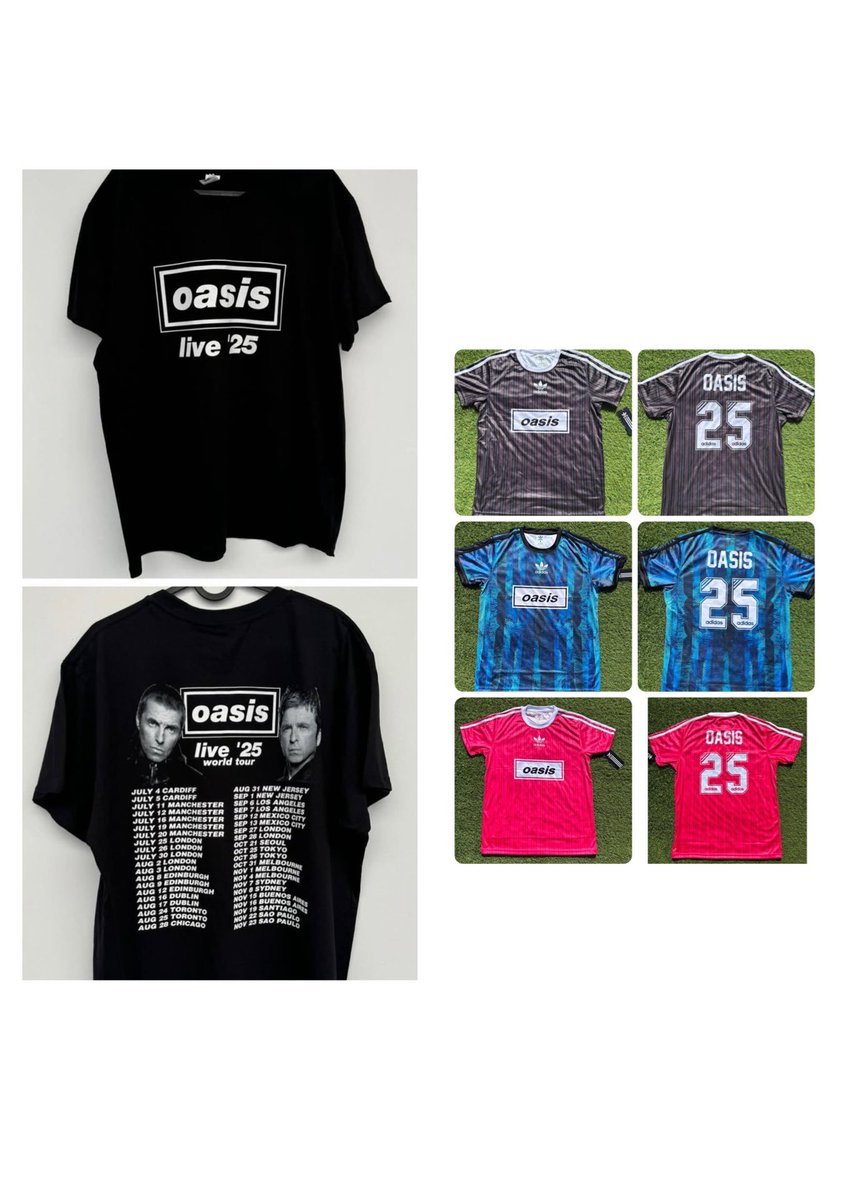 Oasis Tour T-Shirts £15 free next day delivery 

Adidas x Oasis Shirts £30 free next day delivery 

Collection can be arranged in Stockport 

Message to order 

S M L XL XXL 3XL available