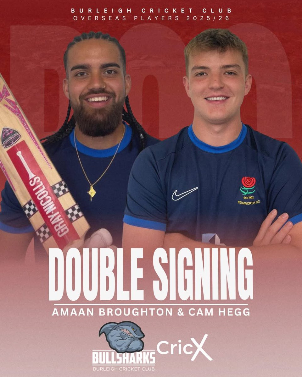 CricX - The Cricket Exchange Agency๐๐ (@cricketagency) on Twitter photo ๐ฆ๐บ | ๐ฟ๐๐๐ฝ๐๐ ๐๐๐๐๐๐๐ โ๏ธ
"๐๐ซ๐จ๐ฎ๐ ๐ก๐ญ๐จ๐ง & ๐๐๐ ๐ ๐๐จ๐ข๐ง ๐๐ก๐ ๐๐ฎ๐ฅ๐ฅ๐ฌ๐ก๐๐ซ๐ค๐ฌ!" ๐ฆ
Congratulations to Amaan Broughton and Cameron Hegg on signing with <a href="/bullsharkscc/">Burleigh Bullsharks</a> for the 2025/26 Cricket Gold Coast campaign. ๐
The <a href="/EdgworthCRC/">Edgworth Cricket & Recreation Club</a> duo are set to make ๐ฆ๐บ | ๐ฟ๐๐๐ฝ๐๐ ๐๐๐๐๐๐๐ โ๏ธ
"๐๐ซ๐จ๐ฎ๐ ๐ก๐ญ๐จ๐ง & ๐๐๐ ๐ ๐๐จ๐ข๐ง ๐๐ก๐ ๐๐ฎ๐ฅ๐ฅ๐ฌ๐ก๐๐ซ๐ค๐ฌ!" ๐ฆ
Congratulations to Amaan Broughton and Cameron Hegg on signing with <a href="/bullsharkscc/">Burleigh Bullsharks</a> for the 2025/26 Cricket Gold Coast campaign. ๐
The <a href="/EdgworthCRC/">Edgworth Cricket & Recreation Club</a> duo are set to make