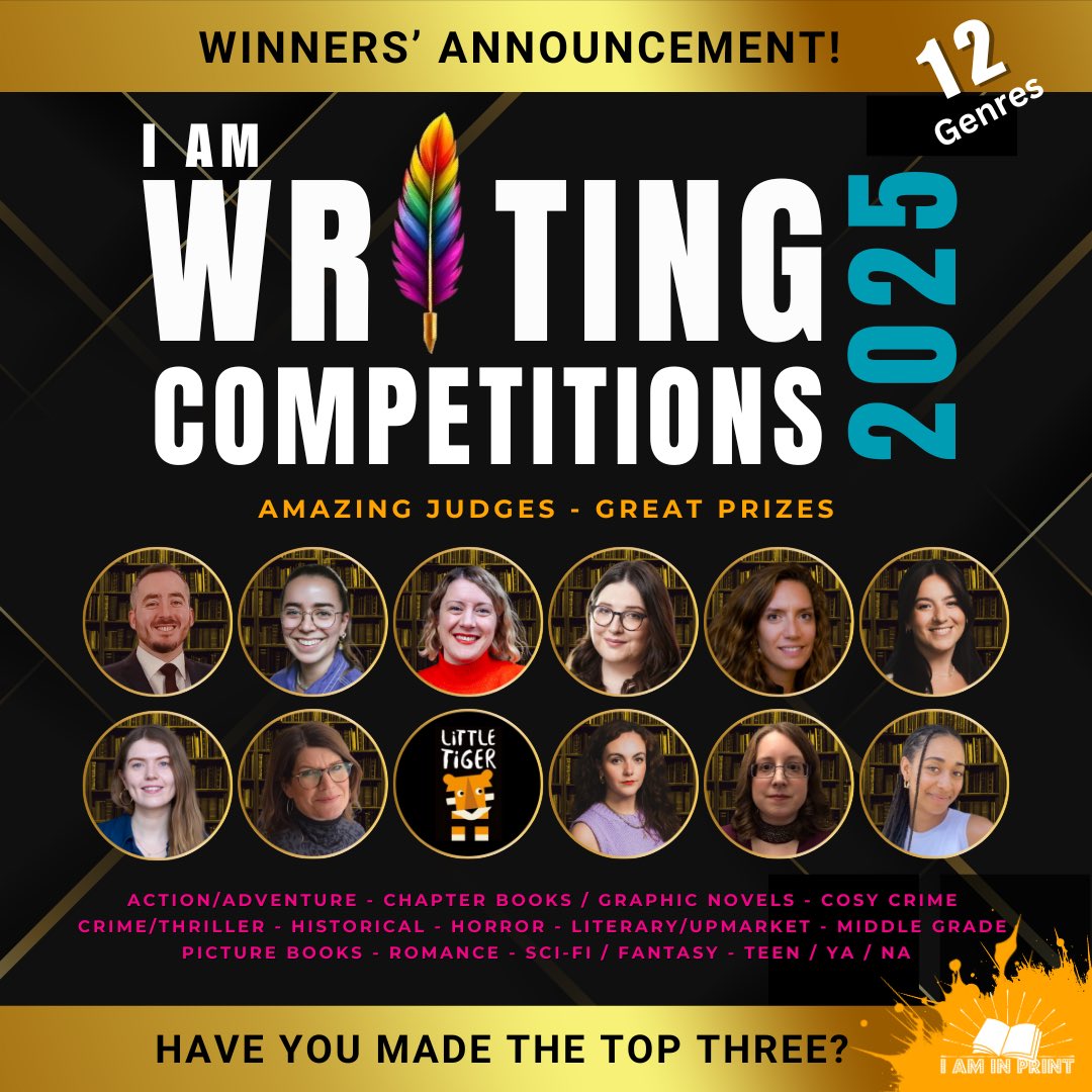 IAmInPrint's tweet image. EXCITING I AM Writing Competition WINNERS’ ANNOUNCEMENT!
Huge thanks to our judges.
Well done to all entrants. Be proud for sharing your work.
Congratulations shortlistees. A huge achievement.
And a massive cheer to the Top Three and Highly Commended in each category. 👏 👇