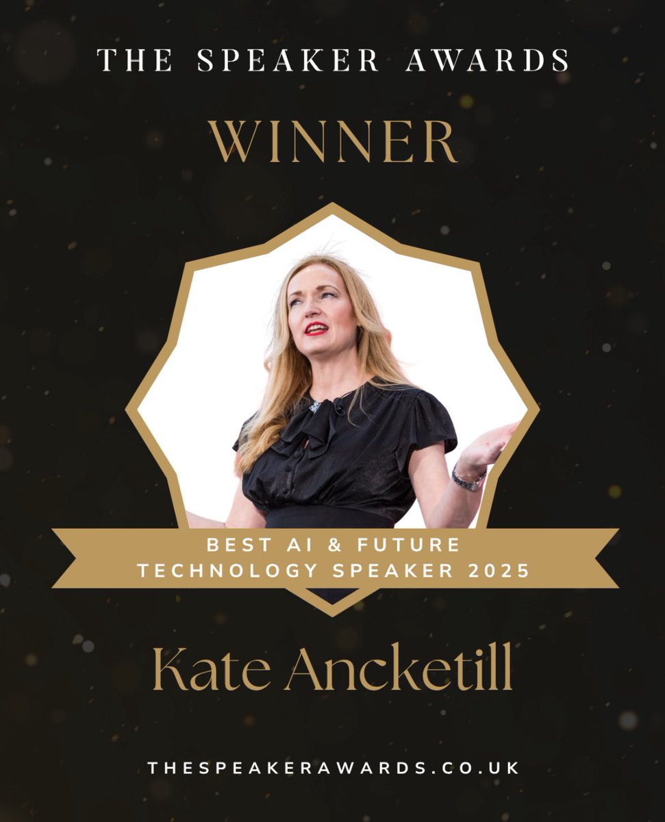 gdruk's tweet photo. #thespeakerawards
🎉We Won 🎉Speaker of the year for AI &amp; Technology ! Our CEO Kate Ancketill was praised for her ‘captivating presence and delivery’ and ‘insights that resonated deeply..from start to finish with the audience.’ 
#speaker #keynotespeaker #WINNER https://t.co/Tgo0dLBPrG