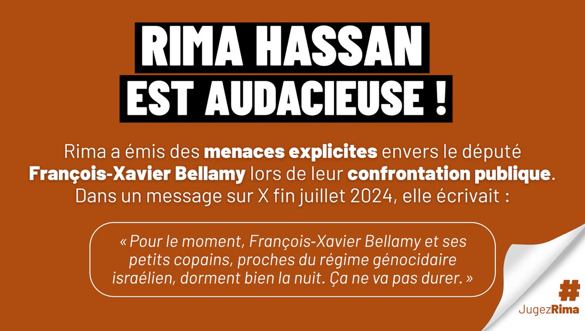 Les menaces contre les députés français comme <a href="/fxbellamy/">Fx Bellamy</a> ... #JugezRima