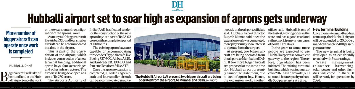 Arunkumar Huralimath (@arunkbh) on Twitter photo #Hubballi <a href="/aaihbxairport/">ಹುಬ್ಬಳ್ಳಿ ವಿಮಾನನಿಲ್ದಾಣ: Hubballi Airport</a> set to soar high as expansion of aprons gets underway
<a href="/DeccanHerald/">Deccan Herald</a> <a href="/anithapailoor/">AnithaPailoor</a> <a href="/HubliCityeGroup/">Hublicity-eGroup</a> <a href="/Hubballi_Infra/">Hubballi Dharwad Infra</a> <a href="/hublimandi/">Hubballi Dharwad</a> <a href="/Namma_HD/">ನಮ್ಮ ಹುಬ್ಬಳ್ಳಿ-ಧಾರವಾಡ💛❤️Namma Hubballi-Dharwad</a> <a href="/Namma_Dharwad/">ನಮ್ಮ ಧಾರವಾಡ</a> #Hubballi <a href="/aaihbxairport/">ಹುಬ್ಬಳ್ಳಿ ವಿಮಾನನಿಲ್ದಾಣ: Hubballi Airport</a> set to soar high as expansion of aprons gets underway
<a href="/DeccanHerald/">Deccan Herald</a> <a href="/anithapailoor/">AnithaPailoor</a> <a href="/HubliCityeGroup/">Hublicity-eGroup</a> <a href="/Hubballi_Infra/">Hubballi Dharwad Infra</a> <a href="/hublimandi/">Hubballi Dharwad</a> <a href="/Namma_HD/">ನಮ್ಮ ಹುಬ್ಬಳ್ಳಿ-ಧಾರವಾಡ💛❤️Namma Hubballi-Dharwad</a> <a href="/Namma_Dharwad/">ನಮ್ಮ ಧಾರವಾಡ</a>