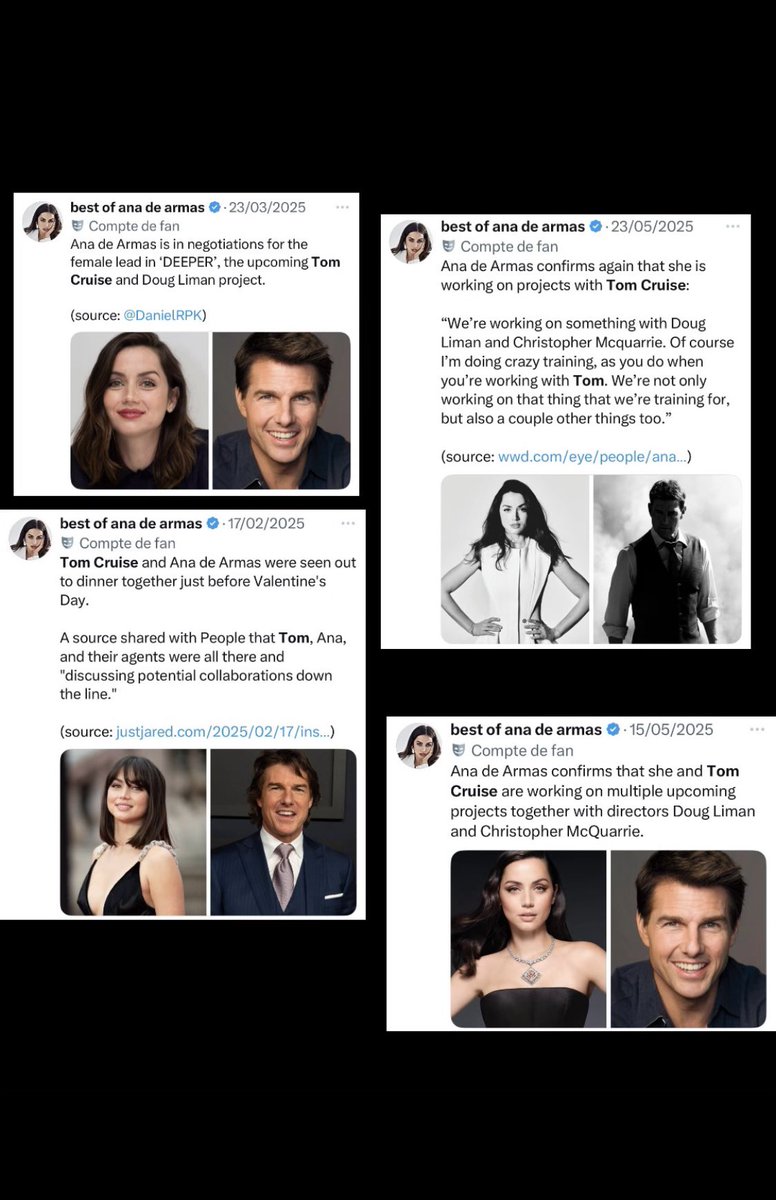 Despite some recent articles from unreliable sources, Ana de Armas and Tom Cruise aren't dating. 

It has been confirmed that both actors are working on movie projects down the line.