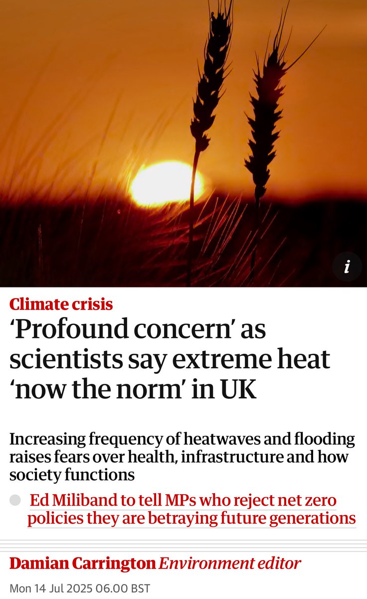 Media Tell The Truth XR (@tttmediaxr) on Twitter photo This framing is misleading <a href="/dpcarrington/">Damian Carrington</a>.
There's no 'new normal' until we stop burning fossil fuels - it just keeps getting worse and worse.
As the scientists quoted in the article say "today’s high temperatures are likely to be average by 2050, and cool by 2100". This framing is misleading <a href="/dpcarrington/">Damian Carrington</a>.
There's no 'new normal' until we stop burning fossil fuels - it just keeps getting worse and worse.
As the scientists quoted in the article say "today’s high temperatures are likely to be average by 2050, and cool by 2100".