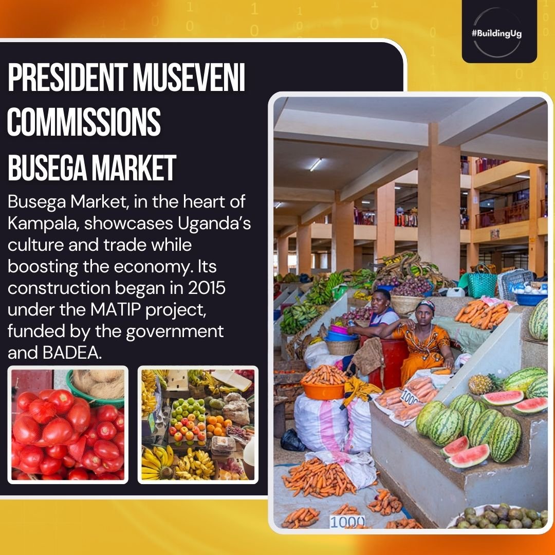 A major milestone for Kampala's economy and culture: Busega Market, whose construction began in 2015 under the MATIP project (funded by the government and BADEA), has been officially commissioned. This vibrant market is set to boost trade and showcase Uganda's rich culture.
