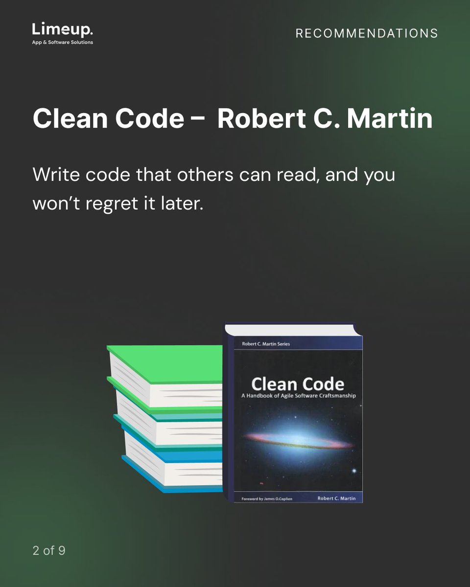 limeup_io's tweet image. Want to write better code, lead better teams, and think like a pro?
Start with these seven books.
Your future self will thank you 😎

#DevBooks #SoftwareDevelopment #Limeup