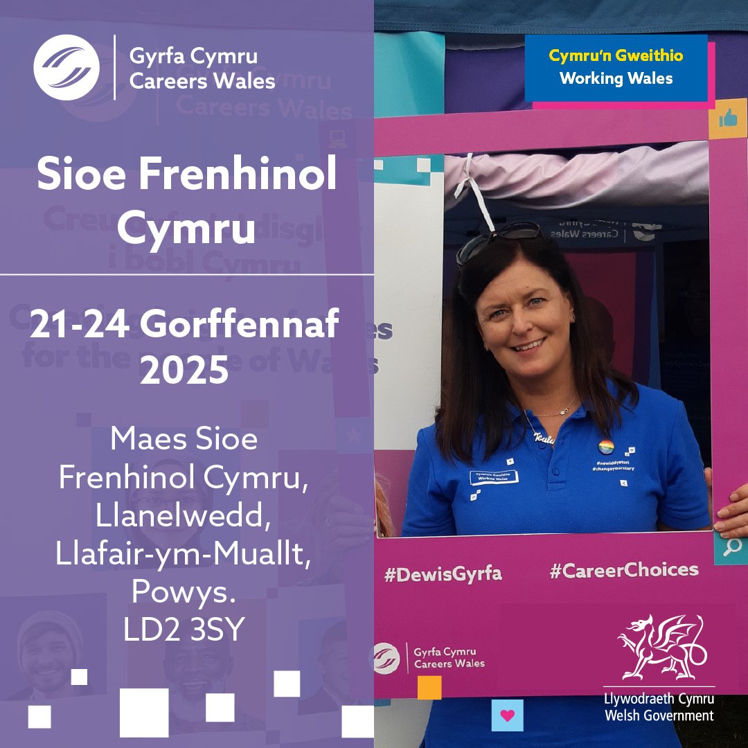 GyrfaCymru (@gyrfacymru) on Twitter photo Wythnos i fynd! 📅 😎
Rydyn yn edrych ymlaen i fynd i’r <a href="/royalwelshshow/">Royal Welsh Agricultural Society</a> yr wythnos nesaf.
Ymunwch â ni am bedwar diwrnod o weithgareddau hwyliog, cyffrous, a sgyrsiau gyda'n tîm arbenigol 💬
📍Sioe Frenhinol Cymru, 21-24 Gorffennaf,
Stondin 316B-C
gyrfacymru.llyw.cymru/cynllunio-eich… Wythnos i fynd! 📅 😎
Rydyn yn edrych ymlaen i fynd i’r <a href="/royalwelshshow/">Royal Welsh Agricultural Society</a> yr wythnos nesaf.
Ymunwch â ni am bedwar diwrnod o weithgareddau hwyliog, cyffrous, a sgyrsiau gyda'n tîm arbenigol 💬
📍Sioe Frenhinol Cymru, 21-24 Gorffennaf,
Stondin 316B-C
gyrfacymru.llyw.cymru/cynllunio-eich…