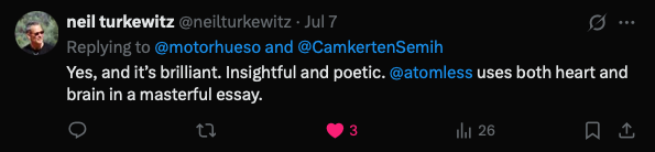 atomless (@atomless) on Twitter photo Here's a collection of kind responses to my book. Finishing it, very nearly finished me. Reaching readers, of course, is even more challenging. So heartfelt thanks:
🙏
<a href="/SanktMaxTCI/">Happy Hour at Hippel's</a> <a href="/neilturkewitz/">neil turkewitz</a> <a href="/supercomposite/">steph maj swanson</a> <a href="/dr_qfe/">Qfe</a> <a href="/creativeapps/">CreativeApplications.Net</a> <a href="/skeuomorphology/">Dan O'Hara</a> <a href="/MrPrudence/">Paul Prudence</a> <a href="/motorhueso/">Eugenio Tisselli</a> Here's a collection of kind responses to my book. Finishing it, very nearly finished me. Reaching readers, of course, is even more challenging. So heartfelt thanks:
🙏
<a href="/SanktMaxTCI/">Happy Hour at Hippel's</a> <a href="/neilturkewitz/">neil turkewitz</a> <a href="/supercomposite/">steph maj swanson</a> <a href="/dr_qfe/">Qfe</a> <a href="/creativeapps/">CreativeApplications.Net</a> <a href="/skeuomorphology/">Dan O'Hara</a> <a href="/MrPrudence/">Paul Prudence</a> <a href="/motorhueso/">Eugenio Tisselli</a>