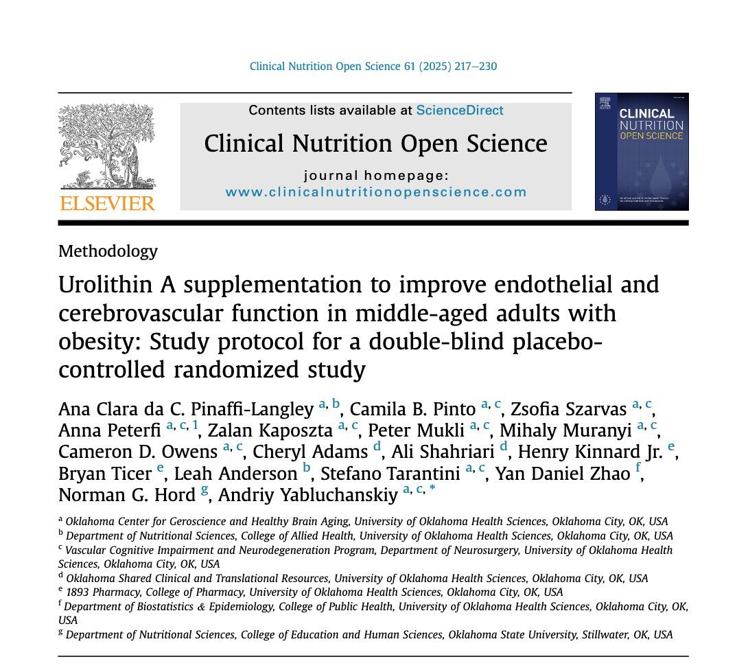 NIRx_NIRS's tweet image. Can #UrolithinA boost vascular & brain health in #obesity?
New #ClinicalTrial protocol will test 1,000 mg/day UroA for 4 weeks in obese adults (40–64 yrs).
🧠 Endothelial & cerebrovascular outcomes with #fNIRS measured pre/post.
Read here 🔗 doi.org/10.1016/j.nuto…