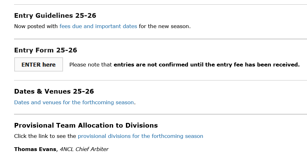 4NCL's tweet image. We have released the entry guidelines and other details for the 4NCL 2025-26 season. You can access all the information and the entry form via our homepage at 4ncl.co.uk
