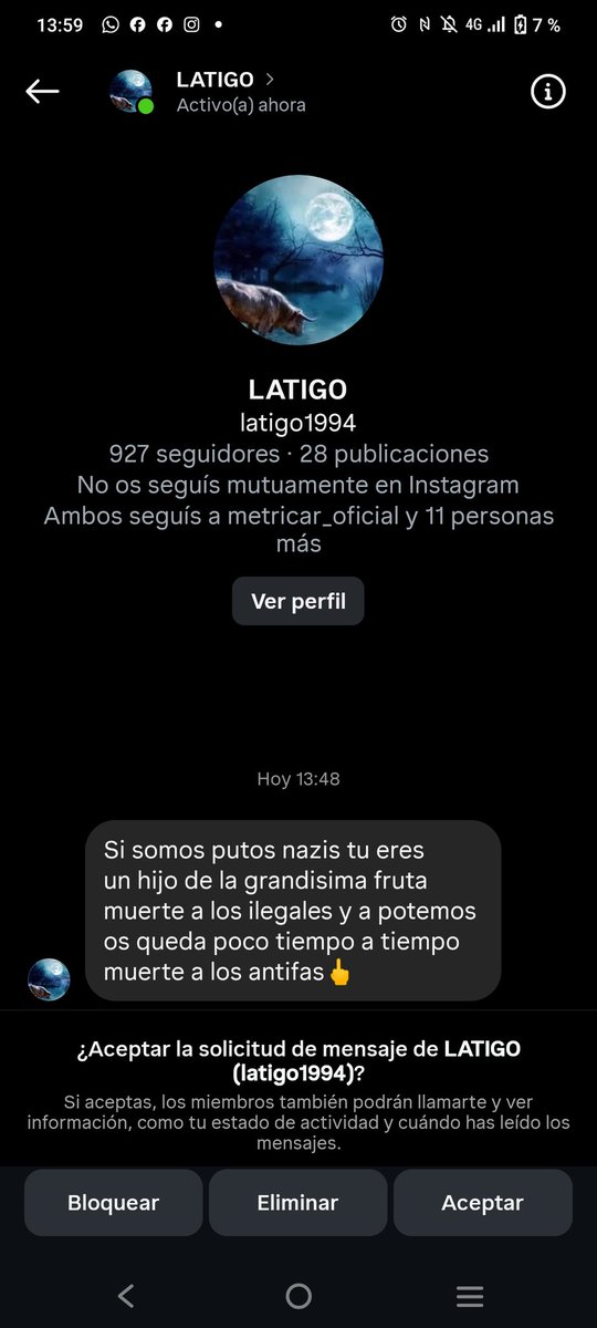 Ceci_Esteve's tweet image. Algunas de las perlas que me dejan esos españoles de bien, que van pegando palizas a los chavales por su cultura. Son muy valientes detrás de una red @NucleoNEsp o @revuelta_es
Solo desprenden bulos, odio y violencia. No lo olvidamos, habrá una respuesta colectiva.
Caza al nazi.
