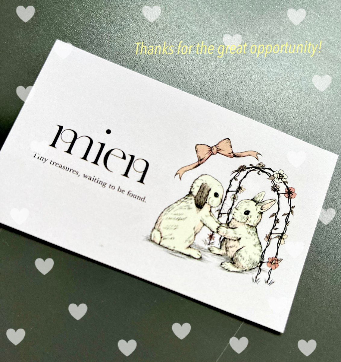 WorldNimo's tweet image. うさぎ羊毛フェルト作家mienさんのご依頼でショップ用イラストを制作!
「こうさぎのお花売り」の絵を見てくださったことがきっかけ!嬉しい🥰
お店のコンセプト「見つけるご縁」を元に作品とお客様が出会う喜びを表現しました❤︎
#イラスト制作 #ショップイラスト #うさぎ #かわいい #イラスト依頼