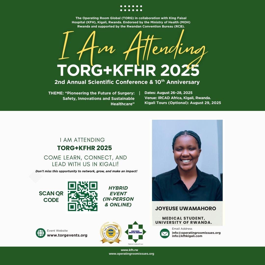 Joyeuse (@joyeuse264) on Twitter photo Excited to attend the TORG+KFHR 2025 Conference in Kigali!
#TORGKFHR2025 #GlobalSurgery #SurgicalInnovation #SurgicalEducation #Kigali2025 #HealthcareLeadership #TORG #KFHR #IRCADAfrica. <a href="/Uni_Rwanda/">University of Rwanda</a> Excited to attend the TORG+KFHR 2025 Conference in Kigali!
#TORGKFHR2025 #GlobalSurgery #SurgicalInnovation #SurgicalEducation #Kigali2025 #HealthcareLeadership #TORG #KFHR #IRCADAfrica. <a href="/Uni_Rwanda/">University of Rwanda</a>