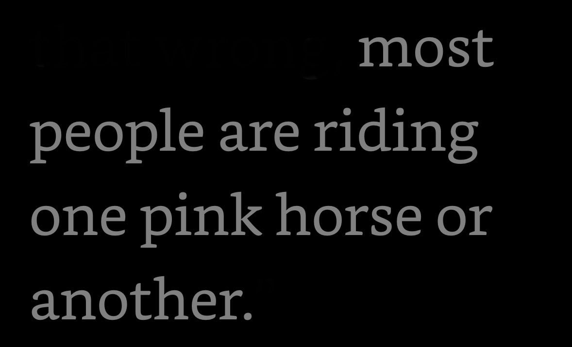 Most people are riding one pink horse or another.