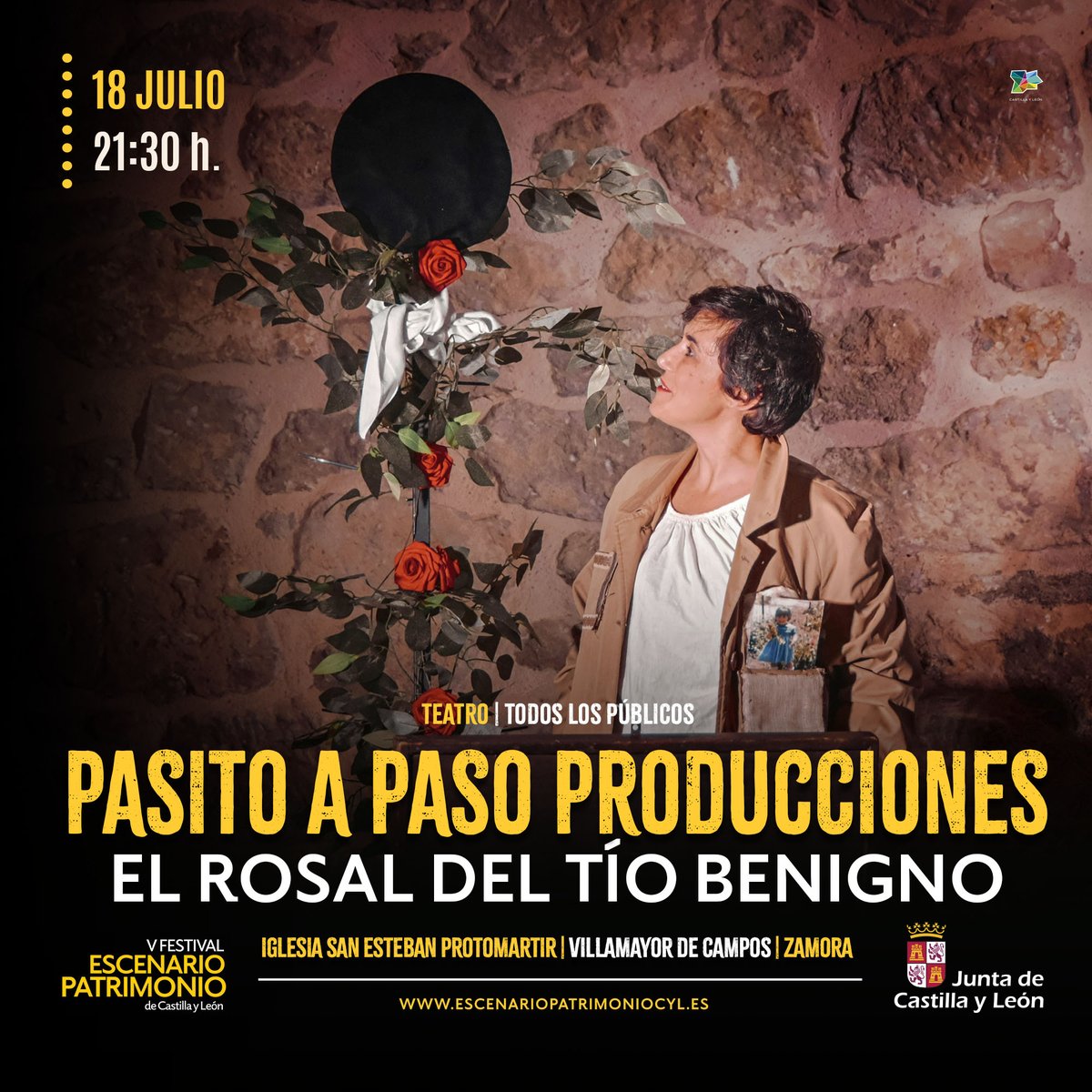Escenario Patrimonio CyL (@escenariocyl) on Twitter photo 🎭 En 'El Rosal del Tío Benigno' crece un tierno homenaje teatral a la memoria, obra de Pasito a Paso Producciones, dentro de <a href="/EscenarioCyl/">Escenario Patrimonio CyL</a>
📆 18 julio ⏱ 21:30 h.
📍 Ext. Iglesia de San Esteban Protomartir | Villamayor de Campos (Zamora)
ℹ️ escenariopatrimoniocyl.es 🎭 En 'El Rosal del Tío Benigno' crece un tierno homenaje teatral a la memoria, obra de Pasito a Paso Producciones, dentro de <a href="/EscenarioCyl/">Escenario Patrimonio CyL</a>
📆 18 julio ⏱ 21:30 h.
📍 Ext. Iglesia de San Esteban Protomartir | Villamayor de Campos (Zamora)
ℹ️ escenariopatrimoniocyl.es
