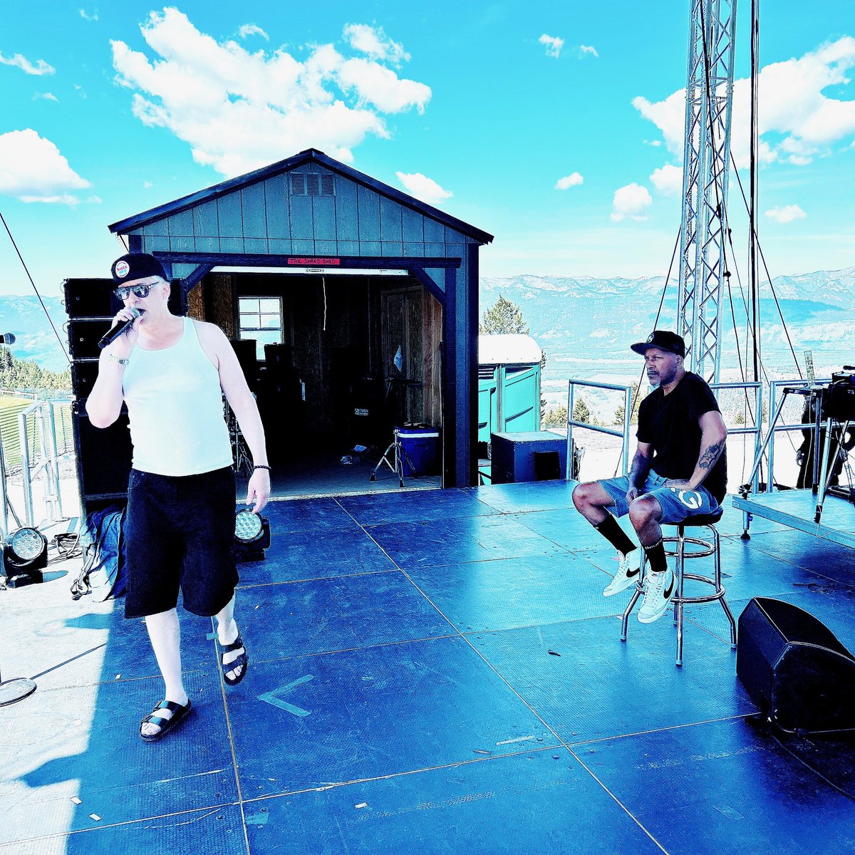 Soundcheck <a href="/SnowKingMTN/">Snow King Mountain</a> 
Jackson Hole Wyoming 
<a href="/digableplanets/">Digable Planets</a> road manager Keith and myself at 7,808 feet above water!
📸 <a href="/shabazzpalaces/">Shabazz Palaces</a> 
Blowout Comb 30th Anniversary 🪮 🪮 
officialdigableplanets.com