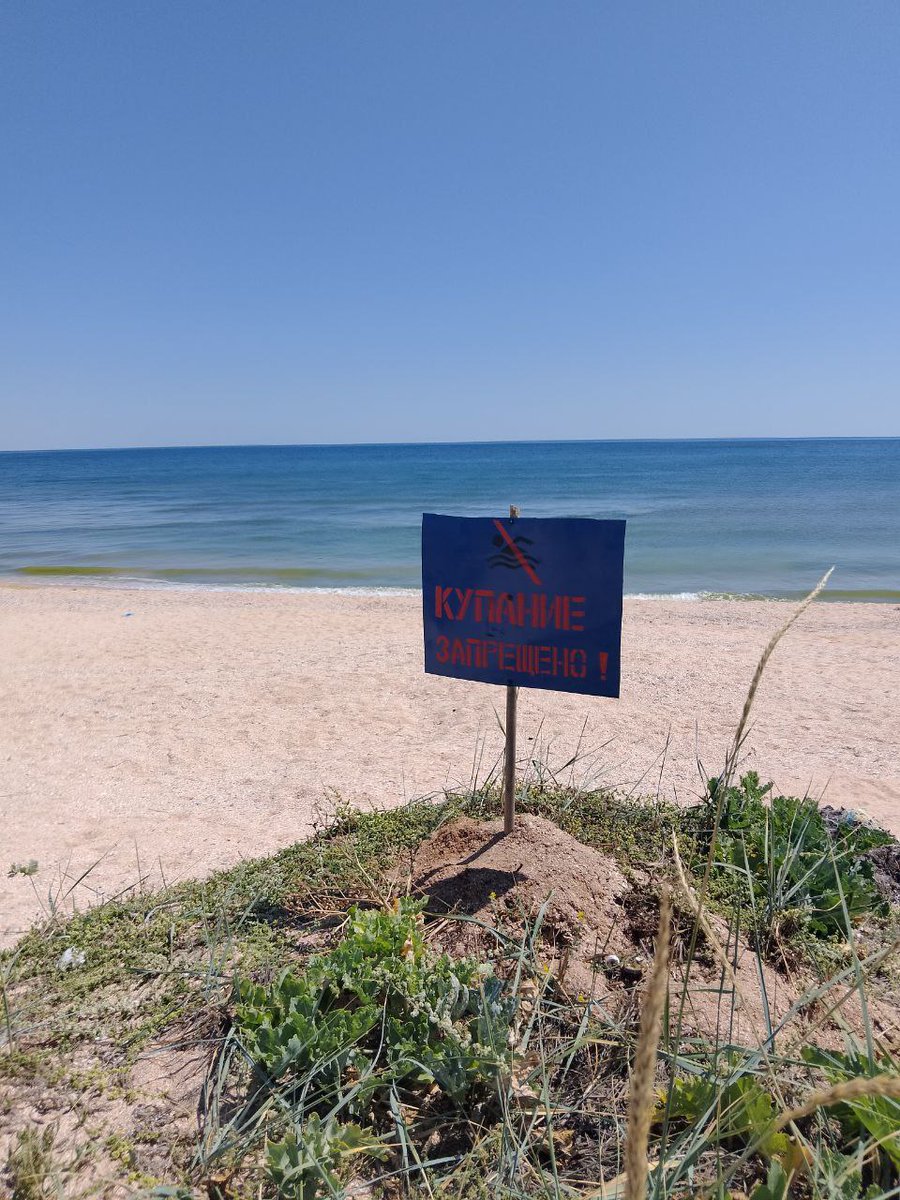 yellowribbonENG's tweet image. Summer? Beach? Holidays? Not in occupied Henichesk where military prohibited people at all beaches. Before the war, it was an extremely popular place for family holidays