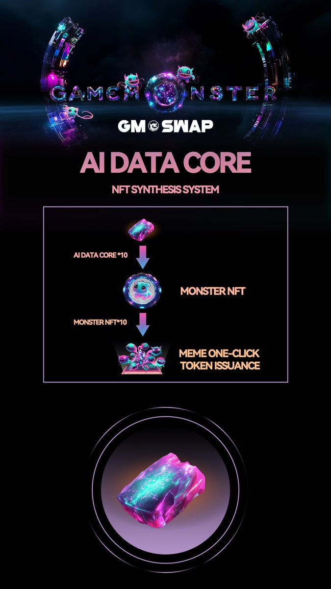 Gm_Swap's tweet image. 🚨AI DATA CORE CAPTURER🚨
🎯ONLY 1 per game!

🎯 1 Hunter captures the [AI DATA CORE]
📊 Contributes vital AI Monster data

Option 2: NFT SYNTHESIS SYSTEM🧪
AI DATA CORE ✖️10➡️Monster NFT ✖️10➡️MEME One-Click Token Issuance💥

#Web3 #GameFi #NFT #GameMonster