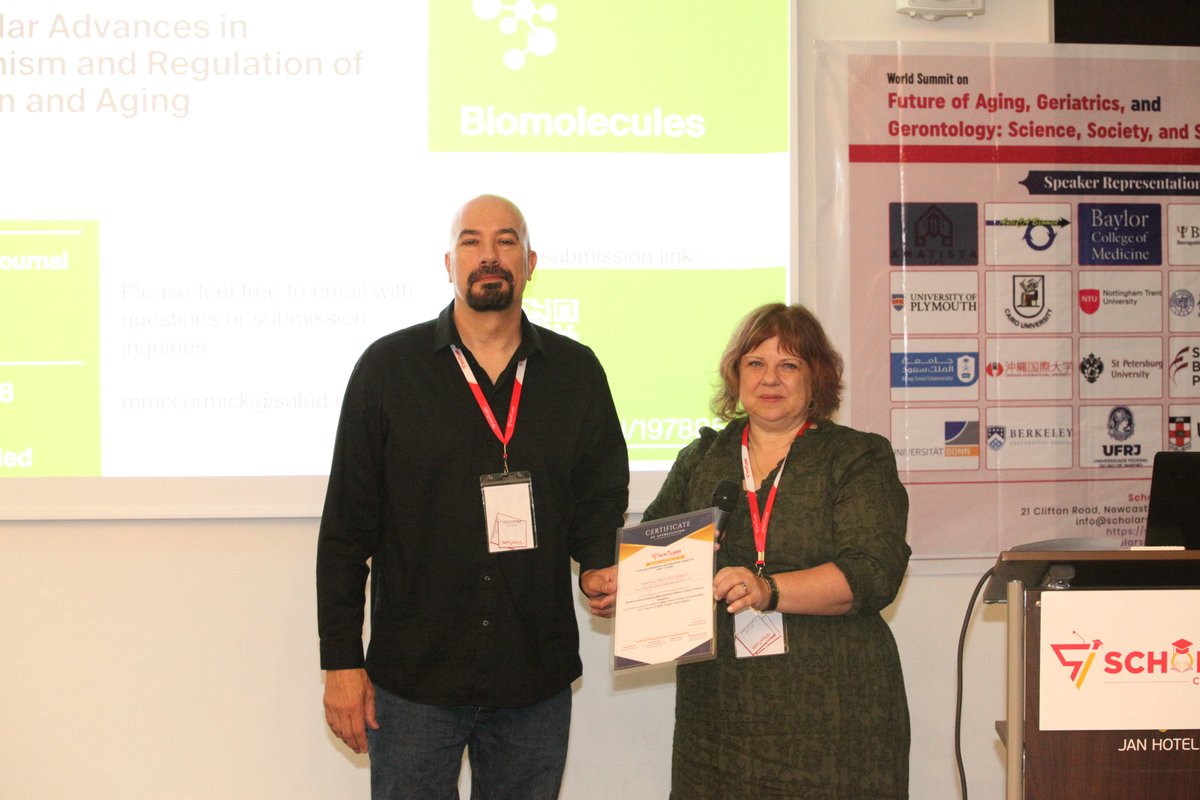 ConferenceAging's tweet image. We were thrilled to welcome Dr. Mark McCormick (Univ. of New Mexico Health Sciences Center, 🇺🇸) as an OCM &amp;amp; Keynote Speaker at #WCFA2025! 🧠🧬

His insights on aging science left a lasting impact.
📸 Glimpses from the event below!

@ScholarsConfer1