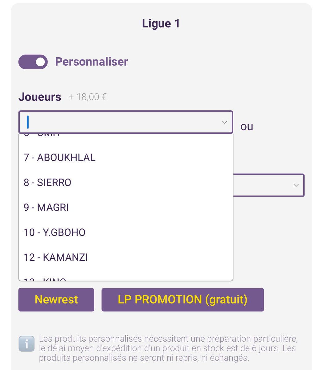 C’est lequel le flocage le moins risqué à faire pour le maillot domicile ?
