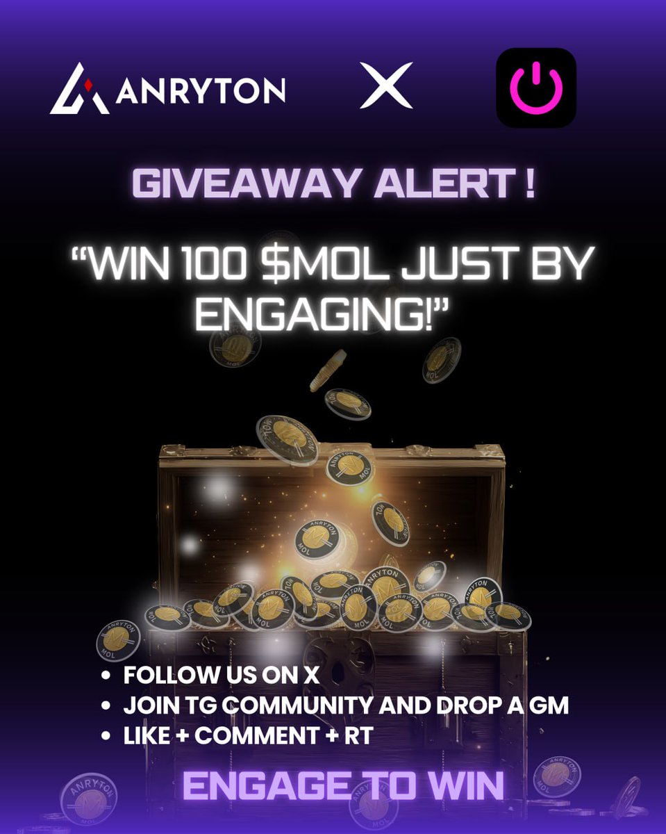 Anryton Technology (@anrytontech) on Twitter photo $MOL - Anryton's L1 Chain !! 🚀🔥
🚨 Giveaway Alert 🚨
Step 1 : Follow <a href="/AnrytonTech/">Anryton Technology</a>
Step 2 : Join our TG community t.me/Anrytontechnol… and drop a GM
Step 3 : Like ❤️ + RT 🔃 the giveaway post
Step 4 : Drop your EVM wallet address
#CryptoNews #crypto #bitcion #btc $MOL - Anryton's L1 Chain !! 🚀🔥
🚨 Giveaway Alert 🚨
Step 1 : Follow <a href="/AnrytonTech/">Anryton Technology</a>
Step 2 : Join our TG community t.me/Anrytontechnol… and drop a GM
Step 3 : Like ❤️ + RT 🔃 the giveaway post
Step 4 : Drop your EVM wallet address
#CryptoNews #crypto #bitcion #btc