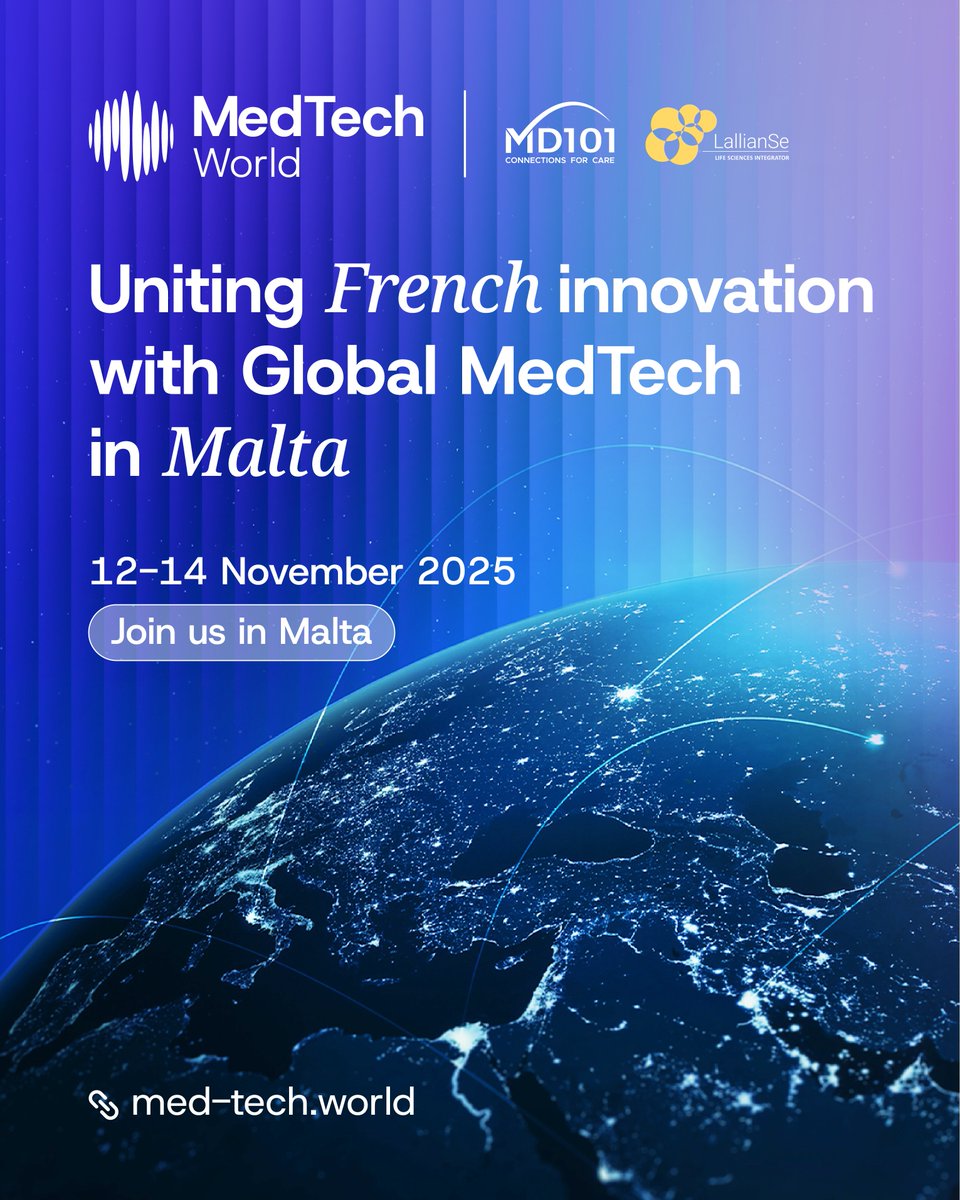 Med_Tech_World's tweet image. Excited to partner with French innovation leaders LallianSe & @MD101consulting, who’ve backed 100+ startups in the past decade!
This collab boosts global access for French MedTech startups
📍Join us in Malta, Nov 12–14:
🔗 eu1.hubs.ly/H0lJT8H0
#MedTech #Startup #Malta2025