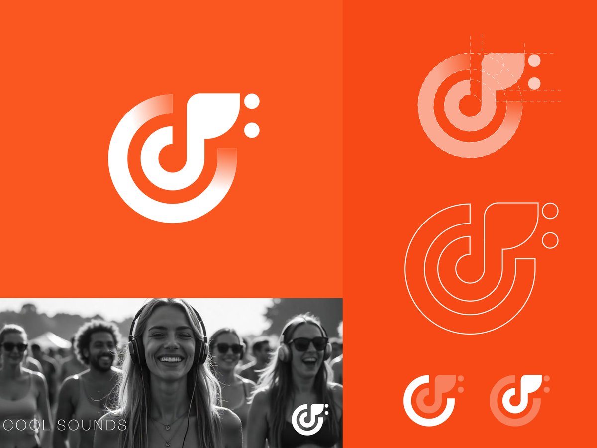 Cool Sounds - an abstract symbol created using a music note and the "C" letter.